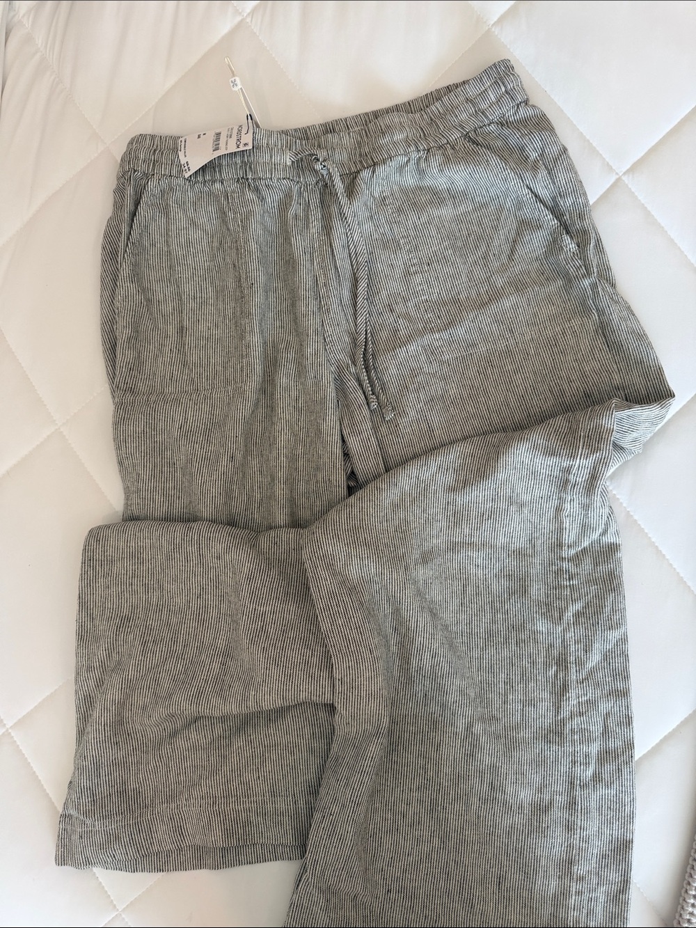 Caslon Gray Pinstriped Boot Cut Linen-Blend Pants